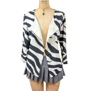 Y2K Zebra Print Open Front Blazer Draped Lightweight Retro 80s Maximalist